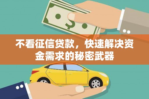 杉林不看征信贷款，快速解决资金需求的秘密武器