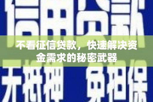 杉林不看征信贷款，快速解决资金需求的秘密武器